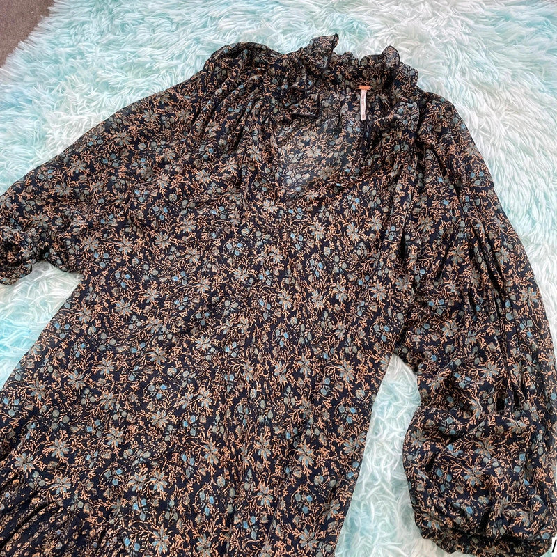 Brown Floral Free People Summer Dress - XS