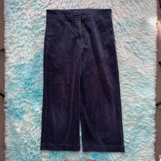 Navy Oliver Bonas Corduroy Trousers Wide Leg - Size 14