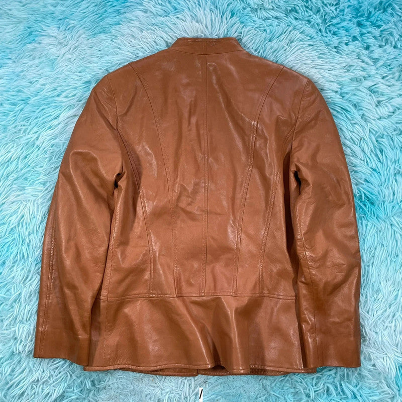 Brown Carolina Herrera Leather Jacket - Size 8