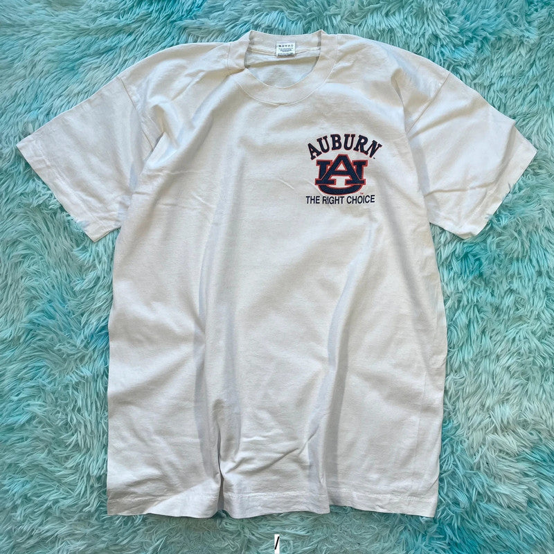 Vintage 90s White Auburn University graphic T Shirt - XL