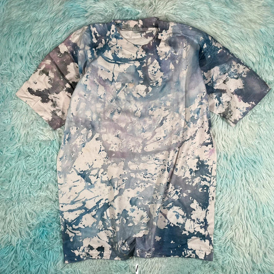 Vintage 90s Blue Paint Dyed T Shirt - Large