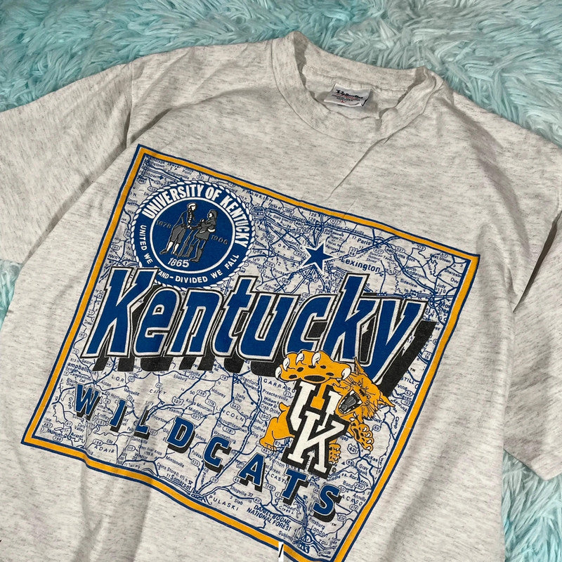 Vintage 90s Grey Kentucky Wildcats Graphic T Shirt - Large
