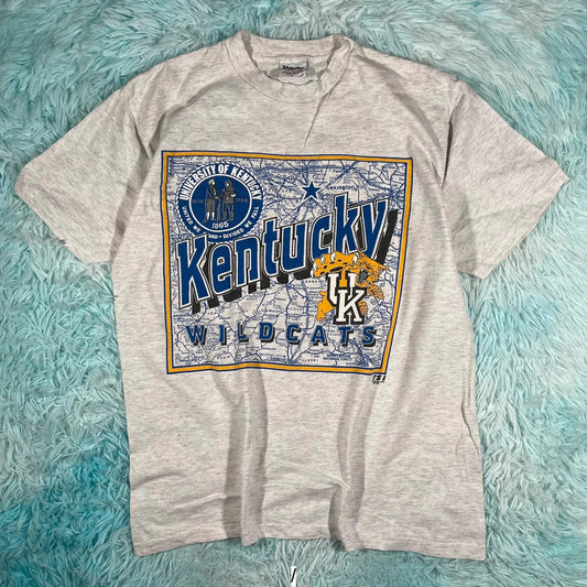 Vintage 90s Grey Kentucky Wildcats Graphic T Shirt - Large