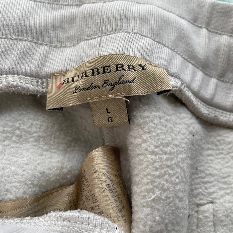 Cream White Burberry Tracksuit Bottoms - Large
