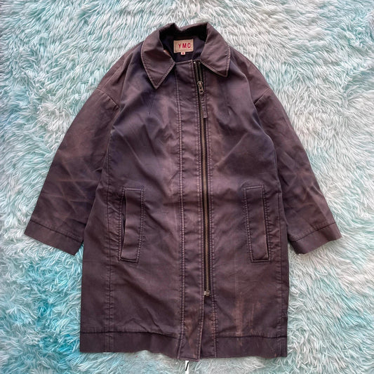 Navy YMC Long Coat Mac - Size 8