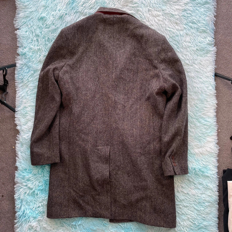 Vintage Walker Slater Harris Tweed Coat Herringbone - XL