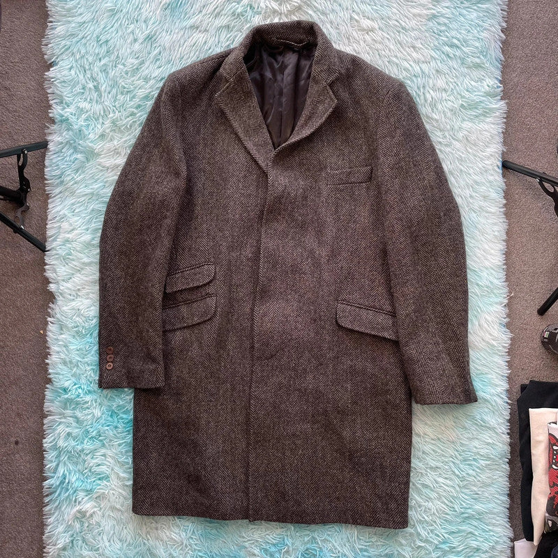 Vintage Walker Slater Harris Tweed Coat Herringbone - XL