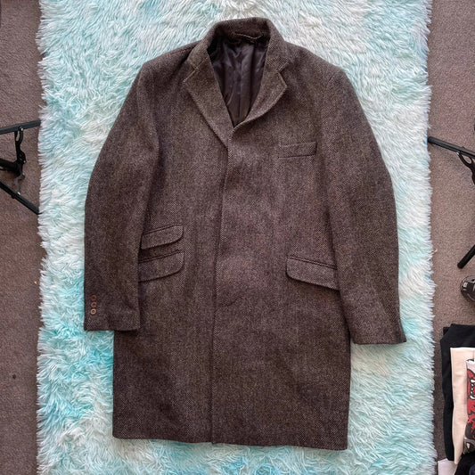 Vintage Walker Slater Harris Tweed Coat Herringbone - XL