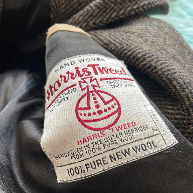 Vintage Walker Slater Harris Tweed Coat Herringbone - XL
