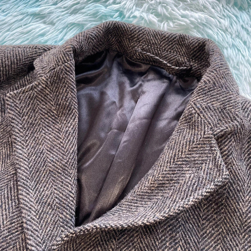 Vintage Walker Slater Harris Tweed Coat Herringbone - XL
