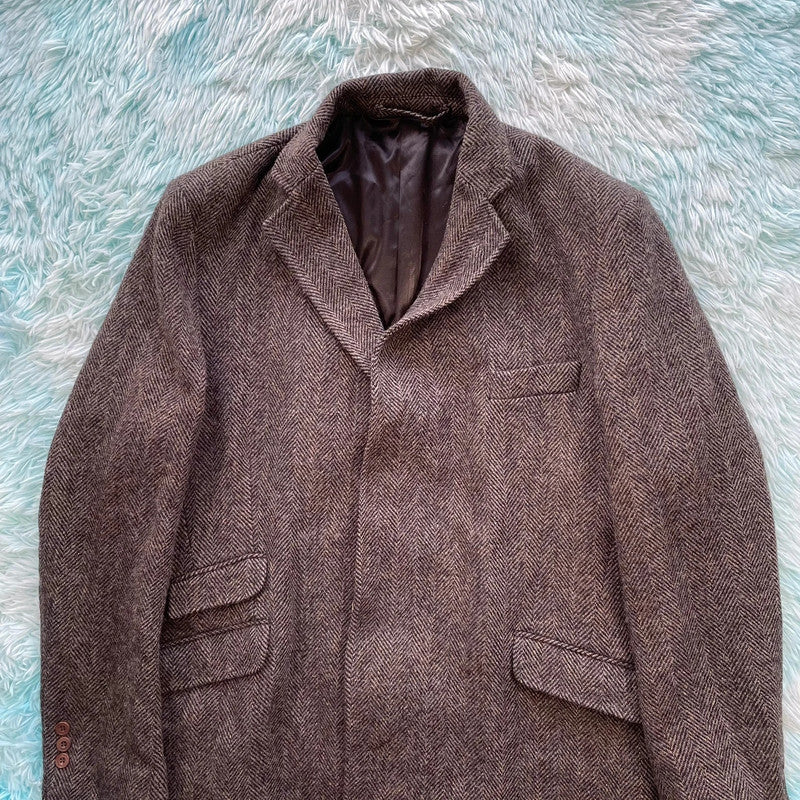 Vintage Walker Slater Harris Tweed Coat Herringbone - XL