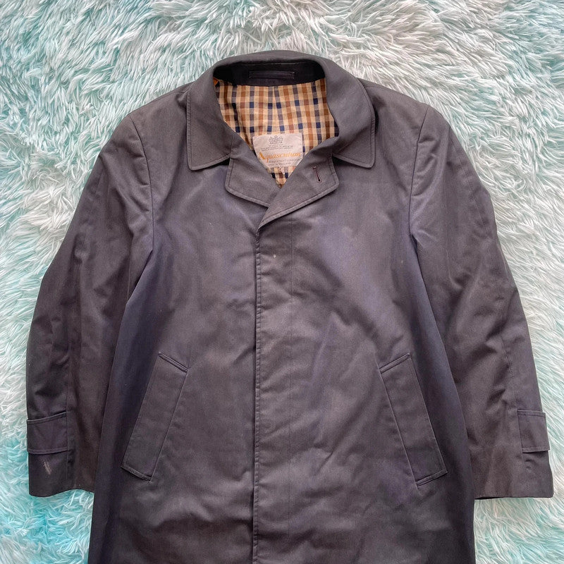 Vintage Navy Aquascutum Trench Coat Hauscheck - XL