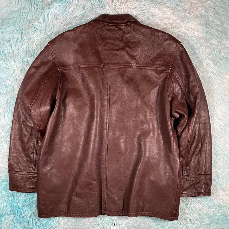 Vintage 90s Brown Leather Jacket - Large