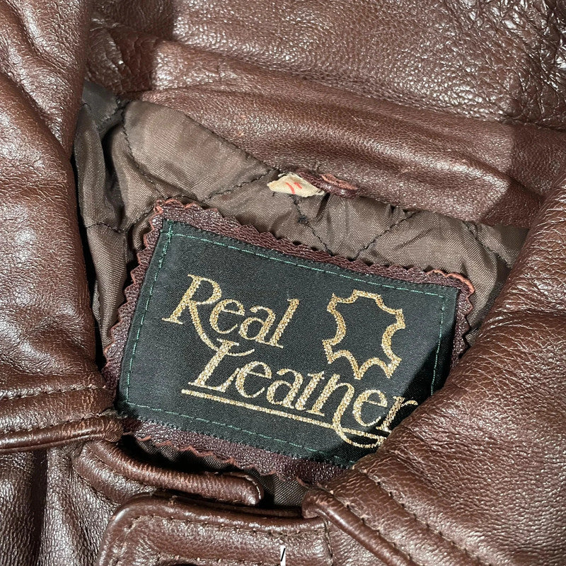 Vintage 90s Brown Leather Jacket - Large