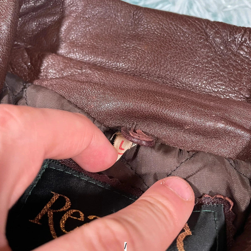 Vintage 90s Brown Leather Jacket - Large