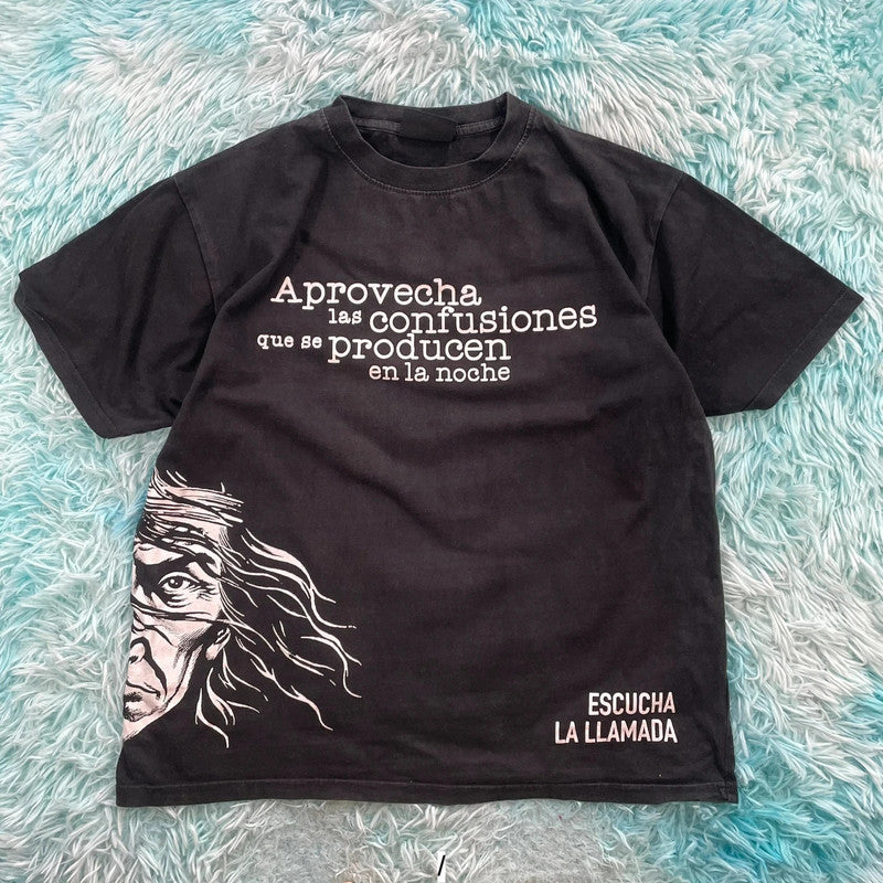 Vintage Black Spanish Graphic T Shirt - Large