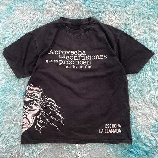 Vintage Black Spanish Graphic T Shirt - Large
