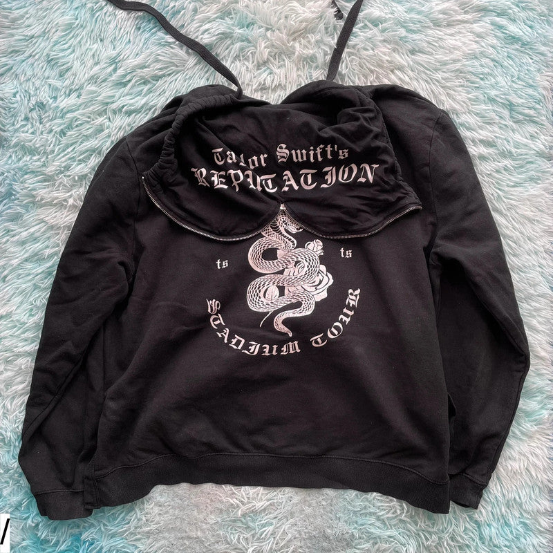 Black Taylor Swift Reputation Hoodie Zip Snake - XXL