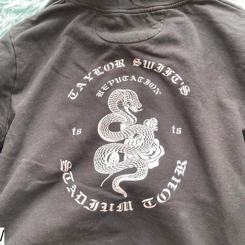 Black Taylor Swift Reputation Hoodie Zip Snake - XXL
