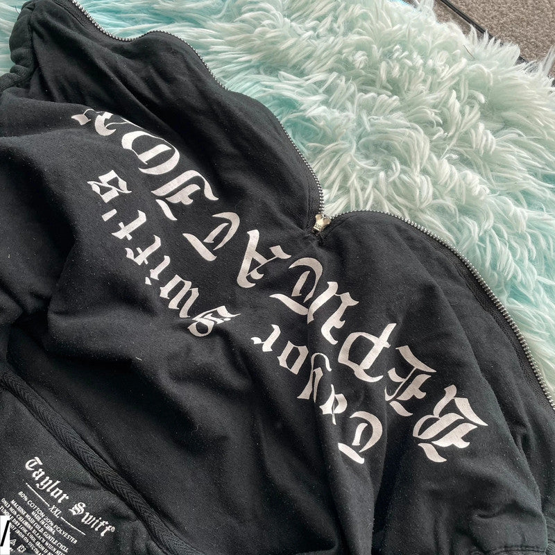 Black Taylor Swift Reputation Hoodie Zip Snake - XXL