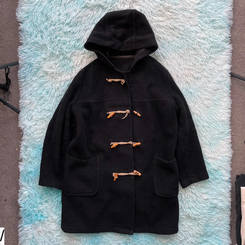 Vintage 70s Black Sea Duffle Coat - Large