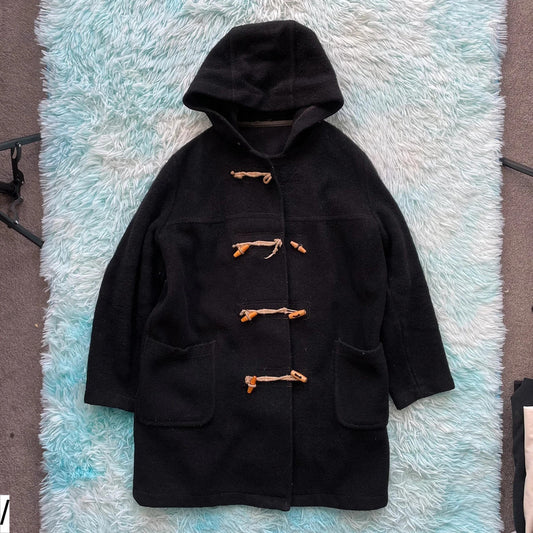 Vintage 70s Black Sea Duffle Coat - Large