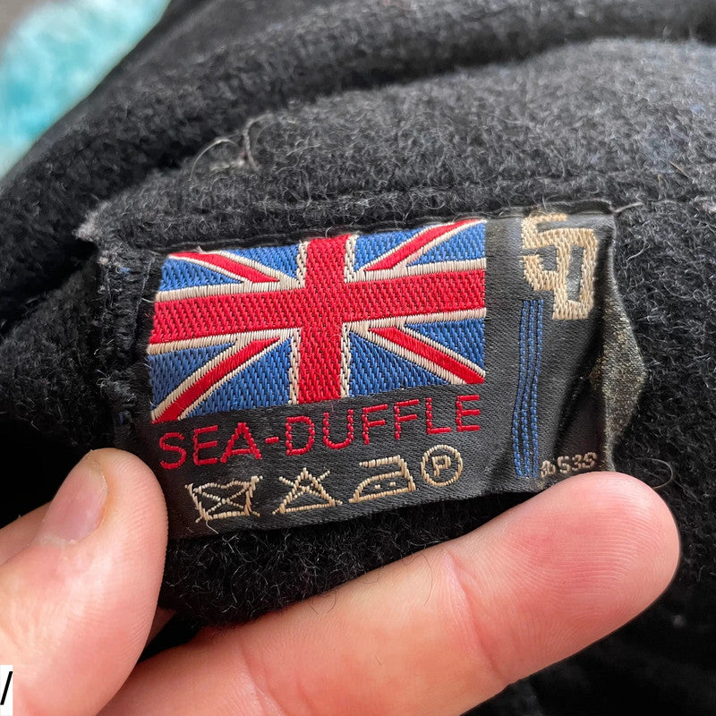 Vintage 70s Black Sea Duffle Coat - Large