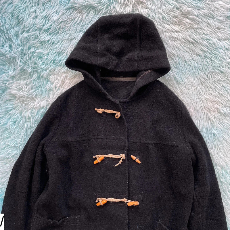Vintage 70s Black Sea Duffle Coat - Large