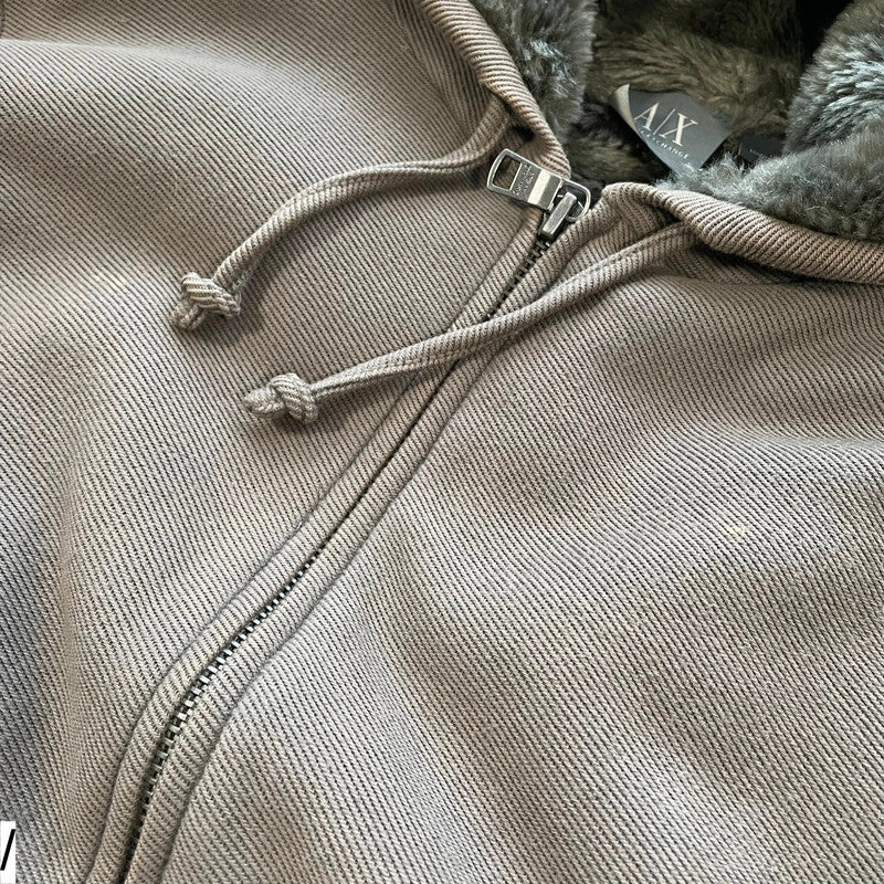 Brown Armani Exhange Fleeced Hoodie - Small