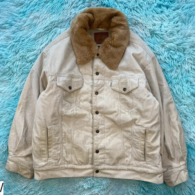 Cream Levi’s Corduroy Sherpa Trucker Jacket - Large
