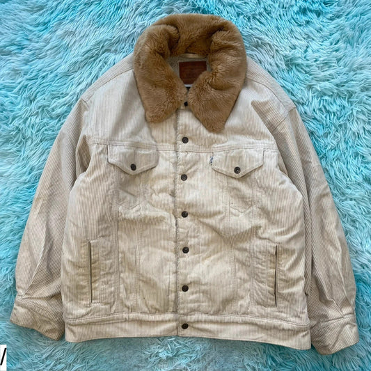 Cream Levi’s Corduroy Sherpa Trucker Jacket - Large