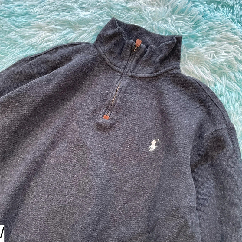 Grey Polo Ralph Lauren 1/4 Zip Sweatshirt - XXL