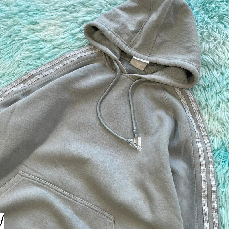 Vintage Sky Blue Adidas Hoodie Plain - Medium