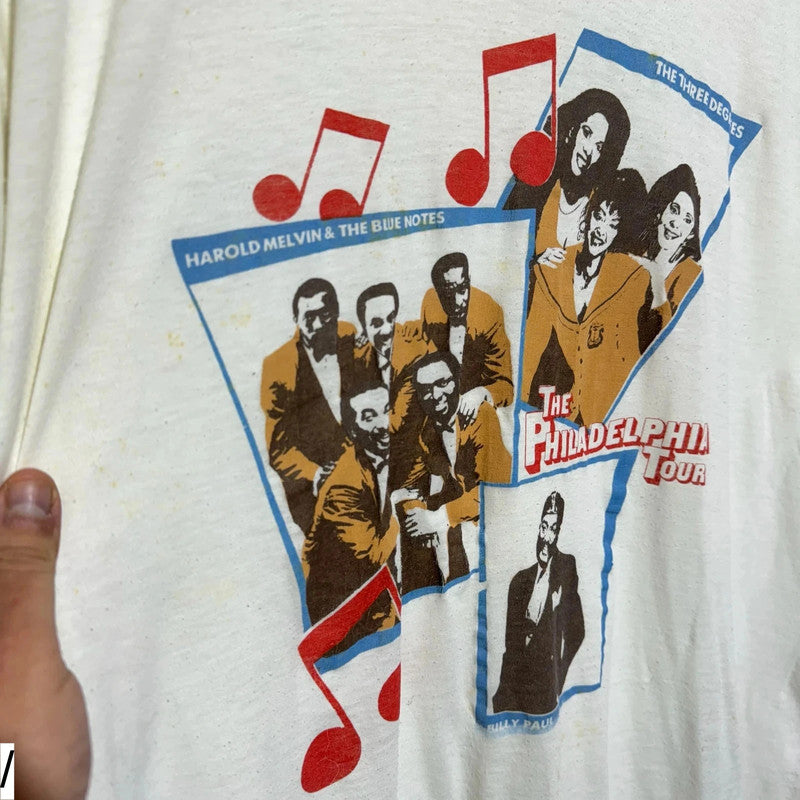 Vintage 80s White Harold Melvin & the Bluenotes T Shirt R&B - XXL
