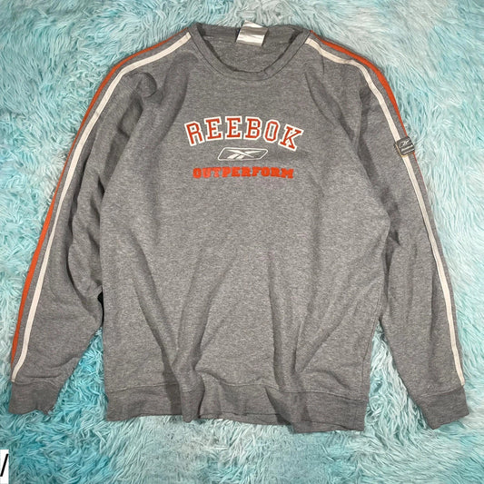Vintage 90s Grey Reebok Sweatshirt Spellout - Large