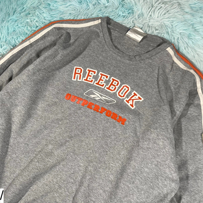 Vintage 90s Grey Reebok Sweatshirt Spellout - Large
