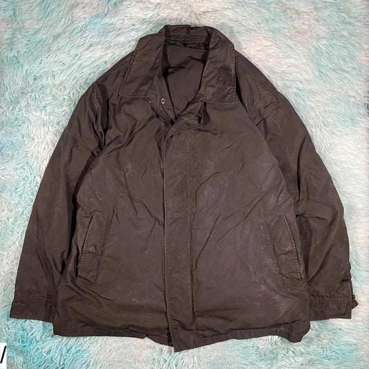 Vintage Dark Brown 90s Giorgio Armani Wax Jacket - XL