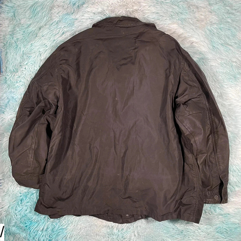 Vintage Dark Brown 90s Giorgio Armani Wax Jacket - XL