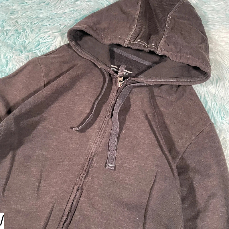Vintage 00s Black Armani Jeans Hoodie - large