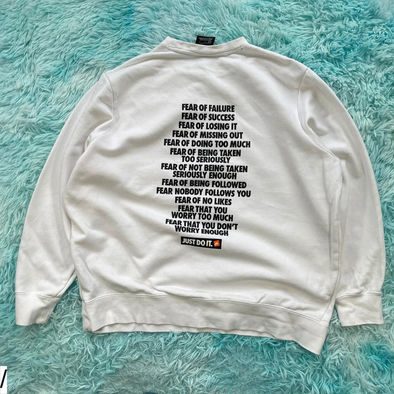 White Nike Sweatshirt Graphic - Large