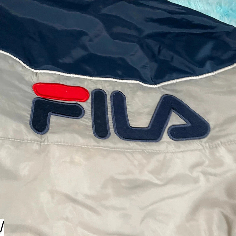Vintage 90s Grey & Navy Fila Puffer Jacket - XXL