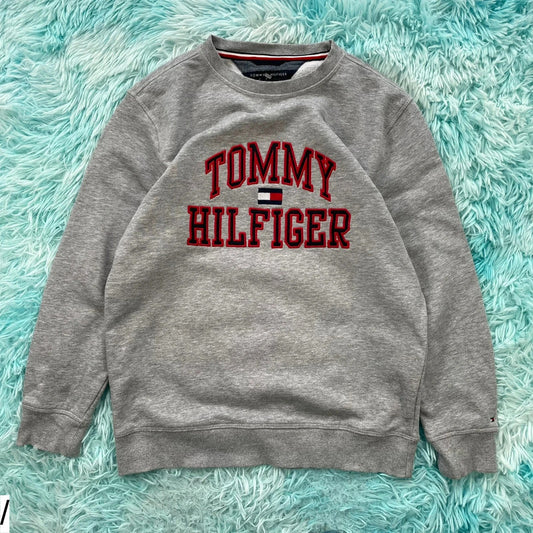 Grey Tommy Hilfiger Sweatshirt Spellout - Large
