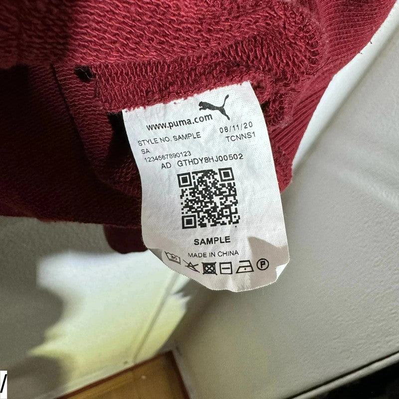 Burgundy Red Puma Hoodie Plain - Medium