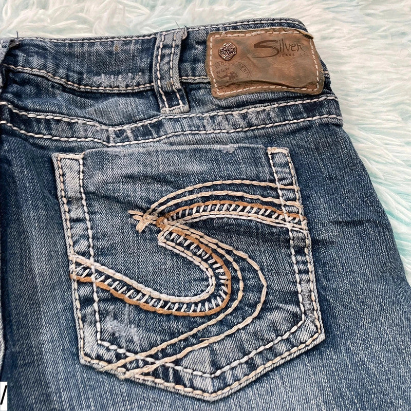 Vintage Y2K Silver Denim Jean Shorts Jorts Hot Pants - 31W