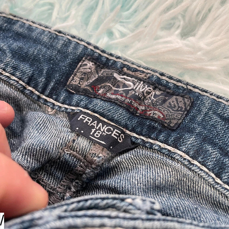 Vintage Y2K Silver Denim Jean Shorts Jorts Hot Pants - 31W