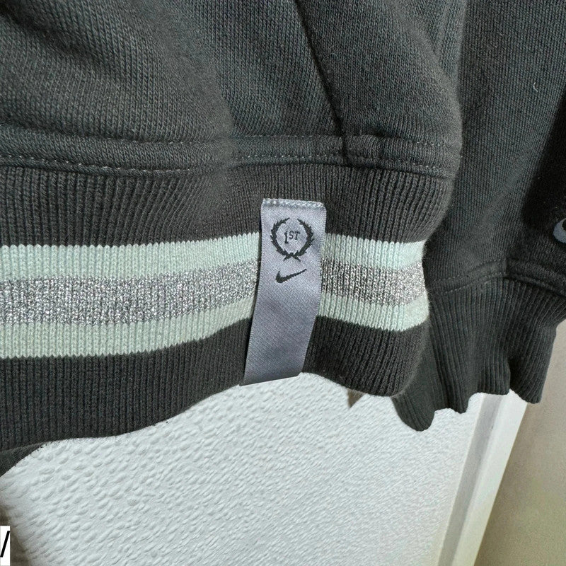 Vintage Dark Grey Y2K Nike Hoodie Full Zip - Medium