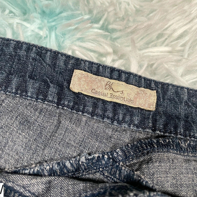 Vintage 00s Pleated Denim Skirt - Size 14