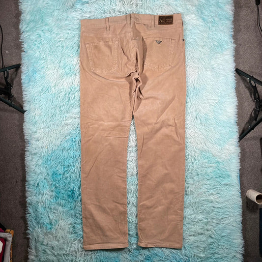Vintage Beige Armani Jeans Corduroy Trousers - W40 L32