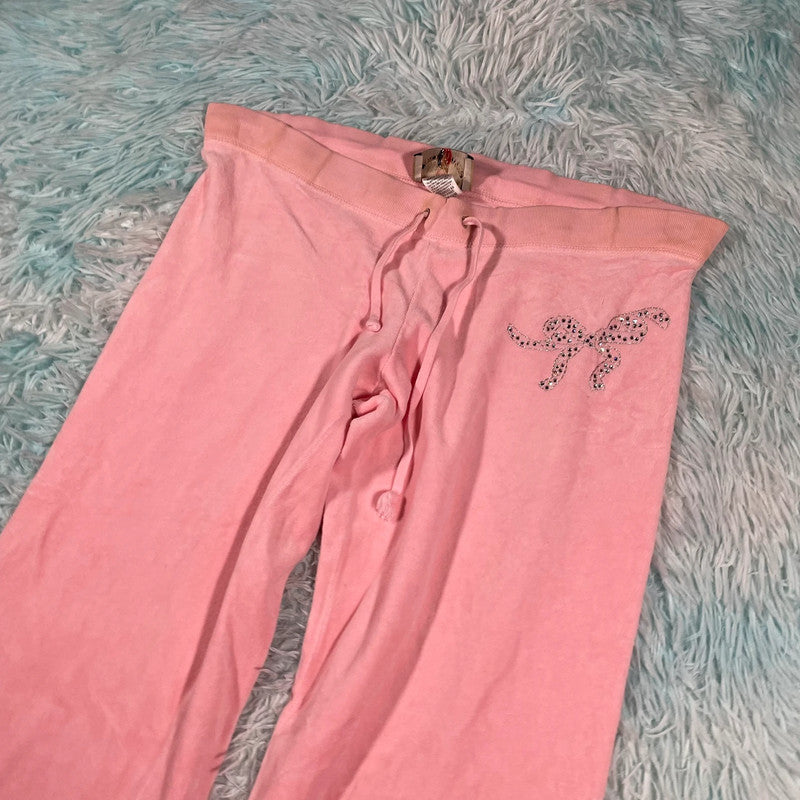 Vintage Y2K Pink Juicy Couture Velour Tracksuit Bottoms - Medium