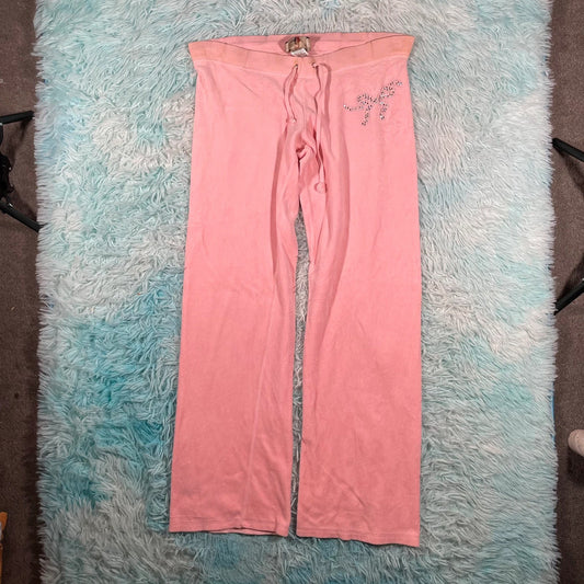 Vintage Y2K Pink Juicy Couture Velour Tracksuit Bottoms - Medium